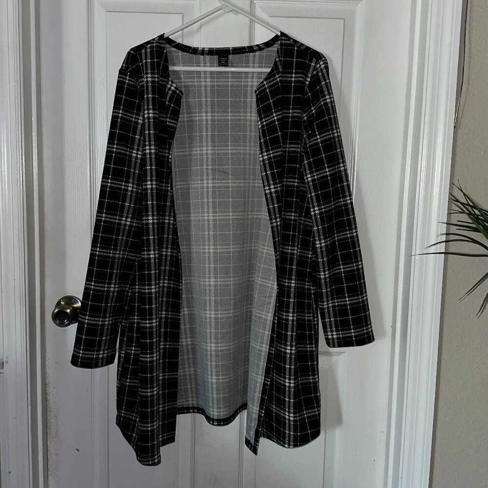 NWOT SHEIN Clasi Plus Plaid Open Front Coat Size 0XL